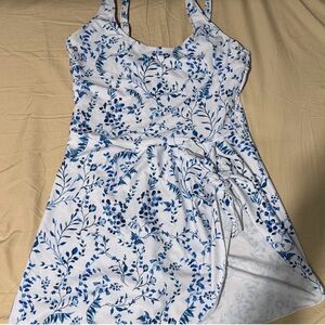 Floral Blue and White Swimsuit
